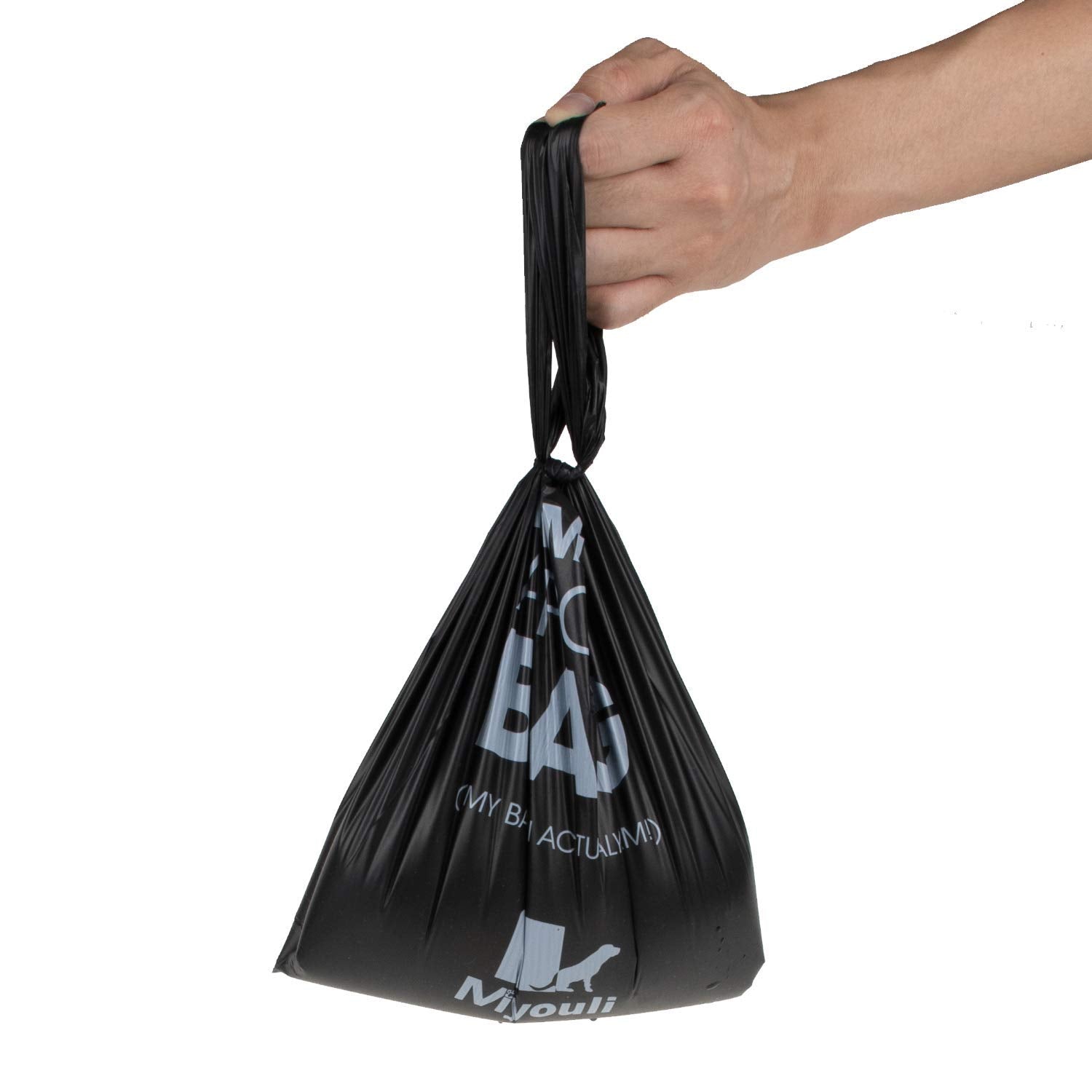 Miyouli 300 Counts Extra Thick Black Biodegradable Pet Poop Waste Bags With Handles for Dogs Ocean Wind-Scented