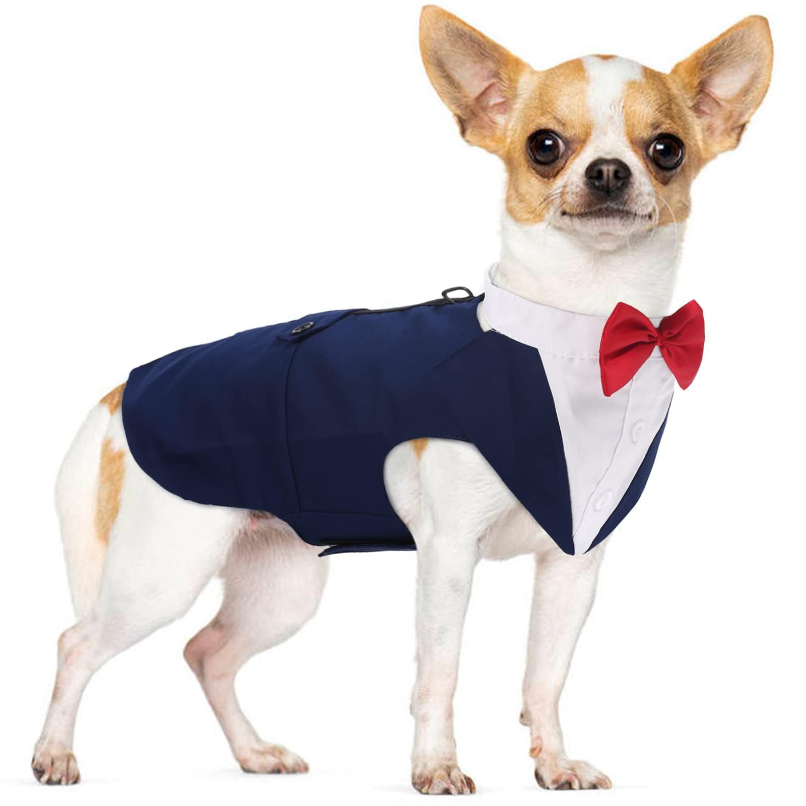 Pumyporeity Medium Dog Bowtie Tuxedo Suit, Cat Tuxedo, Dog Wedding Outfit - 2 Pieces/Pack, M, Blue