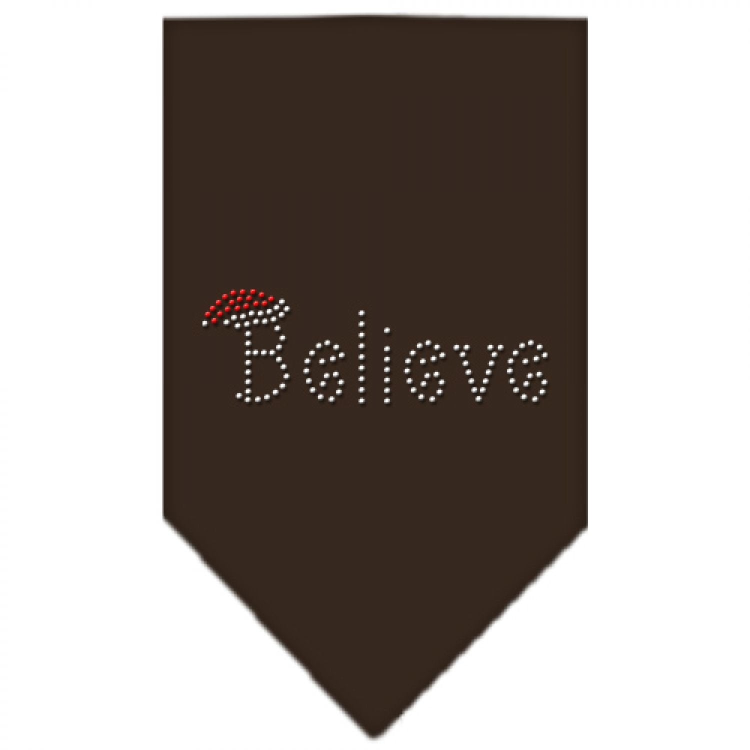 Christmas Pet and Dog Bandana Rhinestone, "Believe" Cocoa Large