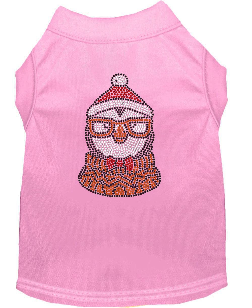 Christmas Pet Dog & Cat Shirt Rhinestone, 'Hipster Penguin' Light Pink Md (6-10 Lbs.)