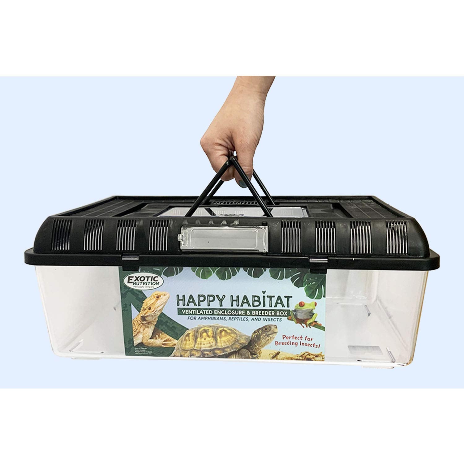 Happy Habitat (Large) - Ventilated Enclosure & Breeder Box - For Live Feeder Insects, Reptiles, Amphibians & Other Small Pets -