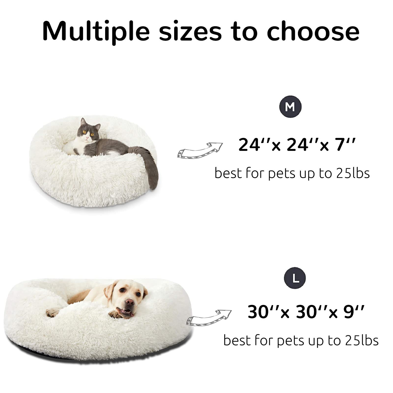 Hachikitty Calming Donut Cuddler Dog Beds, Medium & Large, 24''