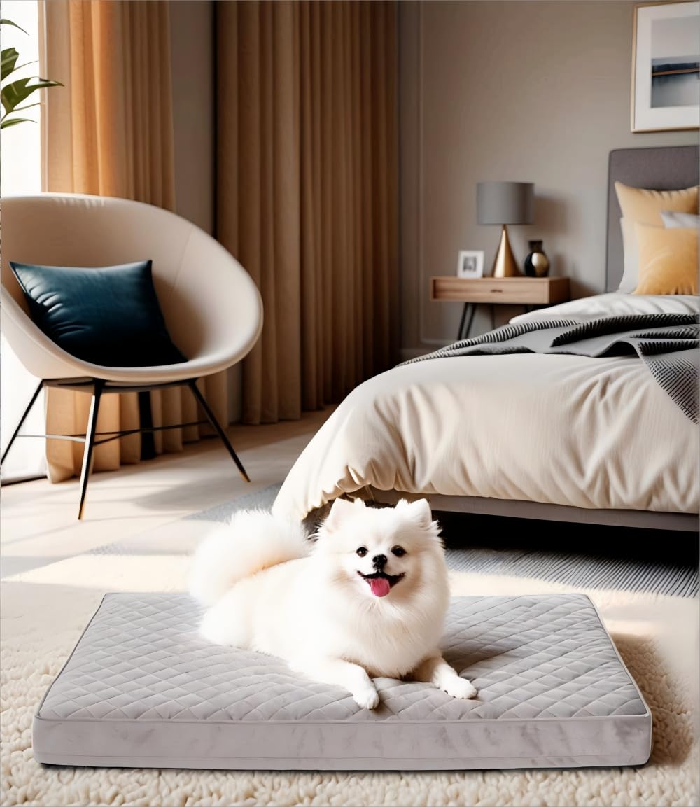 Nupida Orthopedic Dog Beds For Small Dogs Waterproof With Removable Washable Cover And Non-Slip Bottom, Quilting Dog Bed For Cra