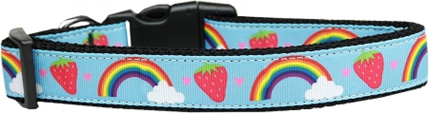 Pet Dog and Cat Nylon Collar or Leash, &quot;Rainbows & Berries&quot; MD Collar
