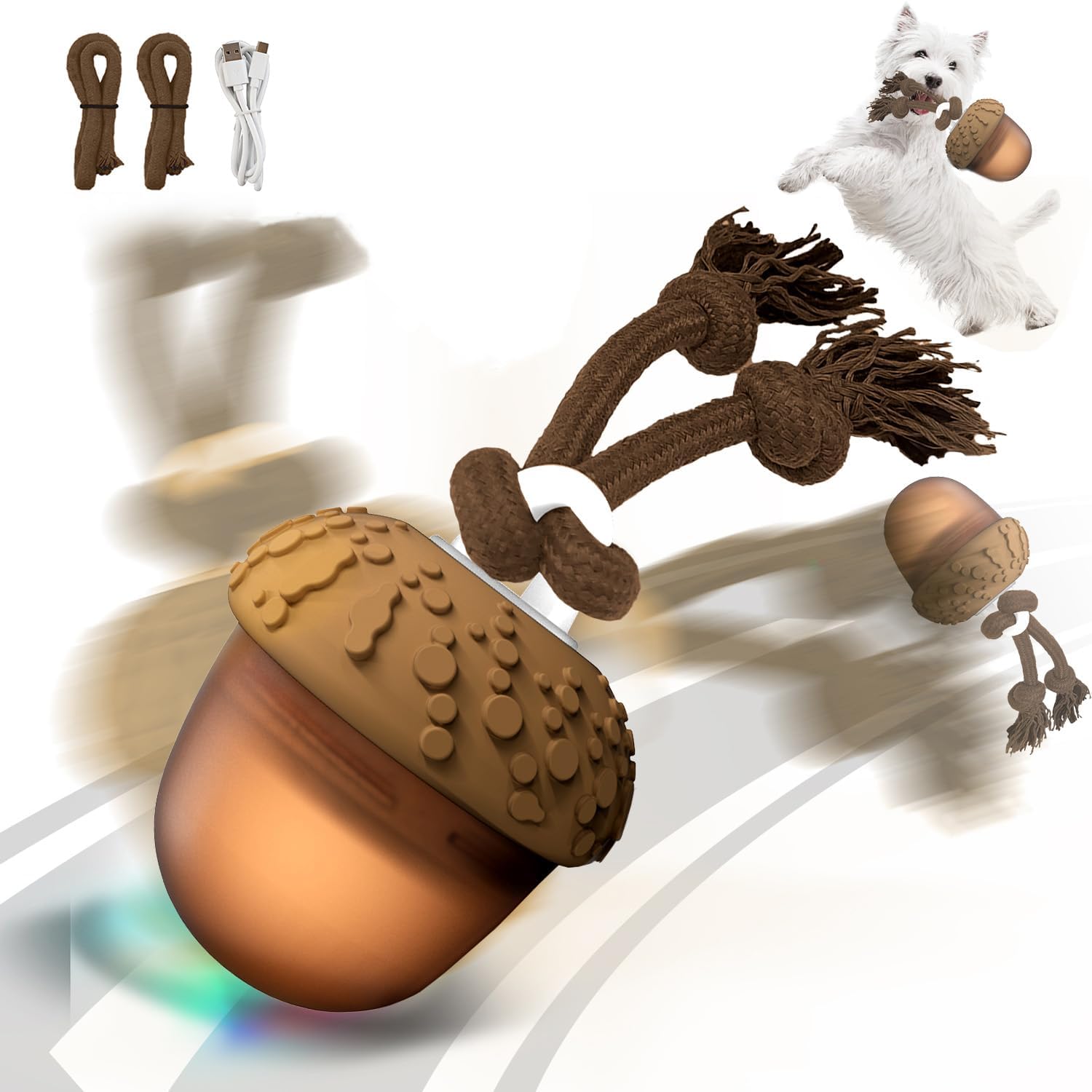 Hanarook Interactive Dog Toys, Automatic Moving Rolling Dog Toys to Keep Them Busy, Motion-Activated Bouncing Vibrating Dog Ball
