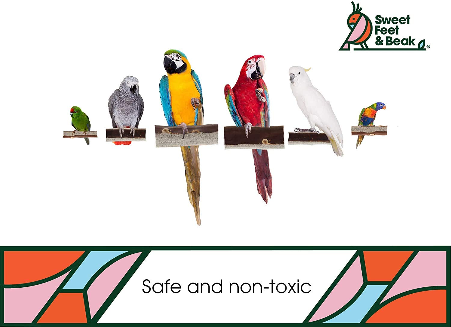 Sweet Feet And Beak Superoost Manzanita Pumice Pedicure Perch- Easy To Install Bird Cage Accessories For Healthy Feet, Nails And Beak - Natural Bird Perches Imitates Birds' Life In The Wild - Xs 8'