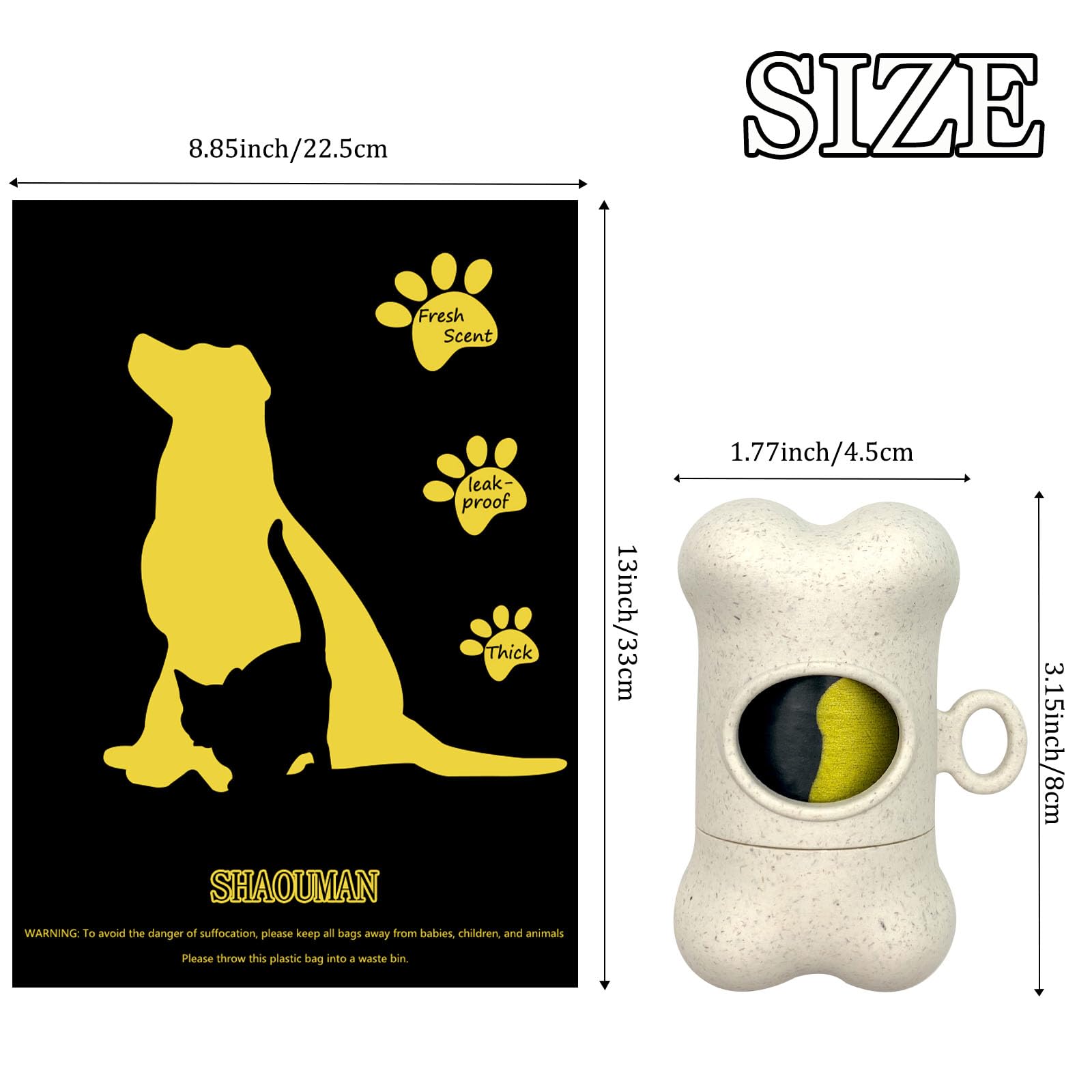 Shaouman Dog Poop Bags Holder For Leash|Dog Baggie Dispenser With 135 Leak-Proof Poo Bags For Leash On The Go For Walking Doggie