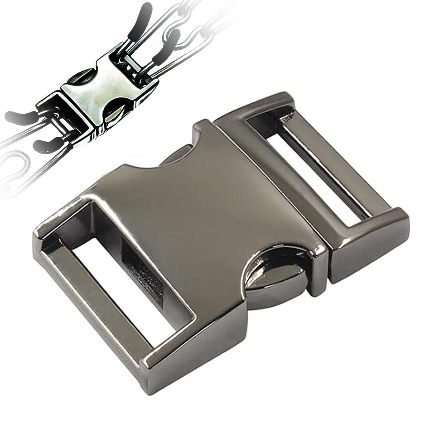 Lonlyeagle Dog Collar Fastener, Stainless Steel Buckle For Prong Training Collar & Quick Release For Medium Large Dogs (Black, S