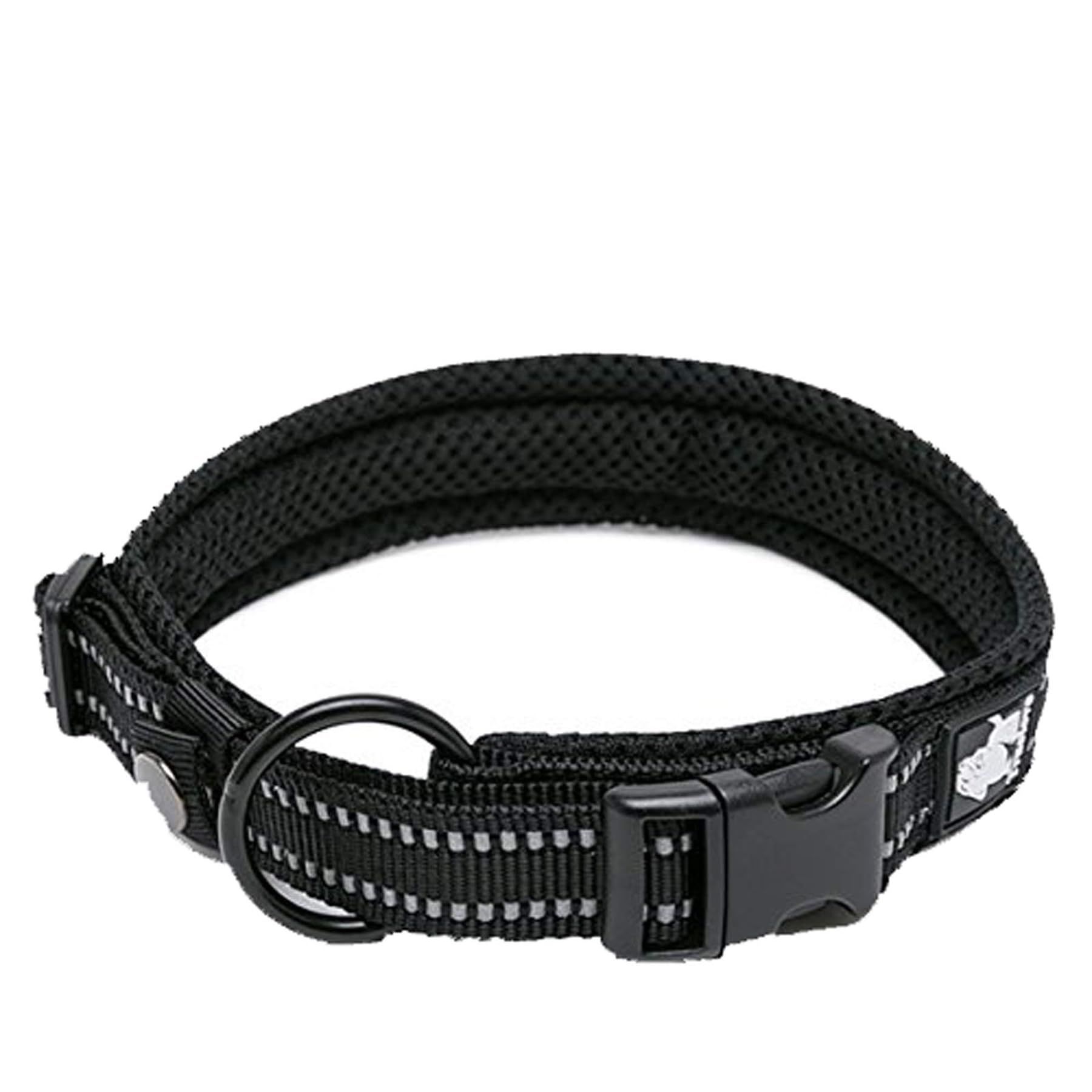 Truelove Dog Collar Reflective Premium Duraflex Buckle,High Grade Nylon Webbing No Choke Basic Collars Tlc5011(Black,Xl)