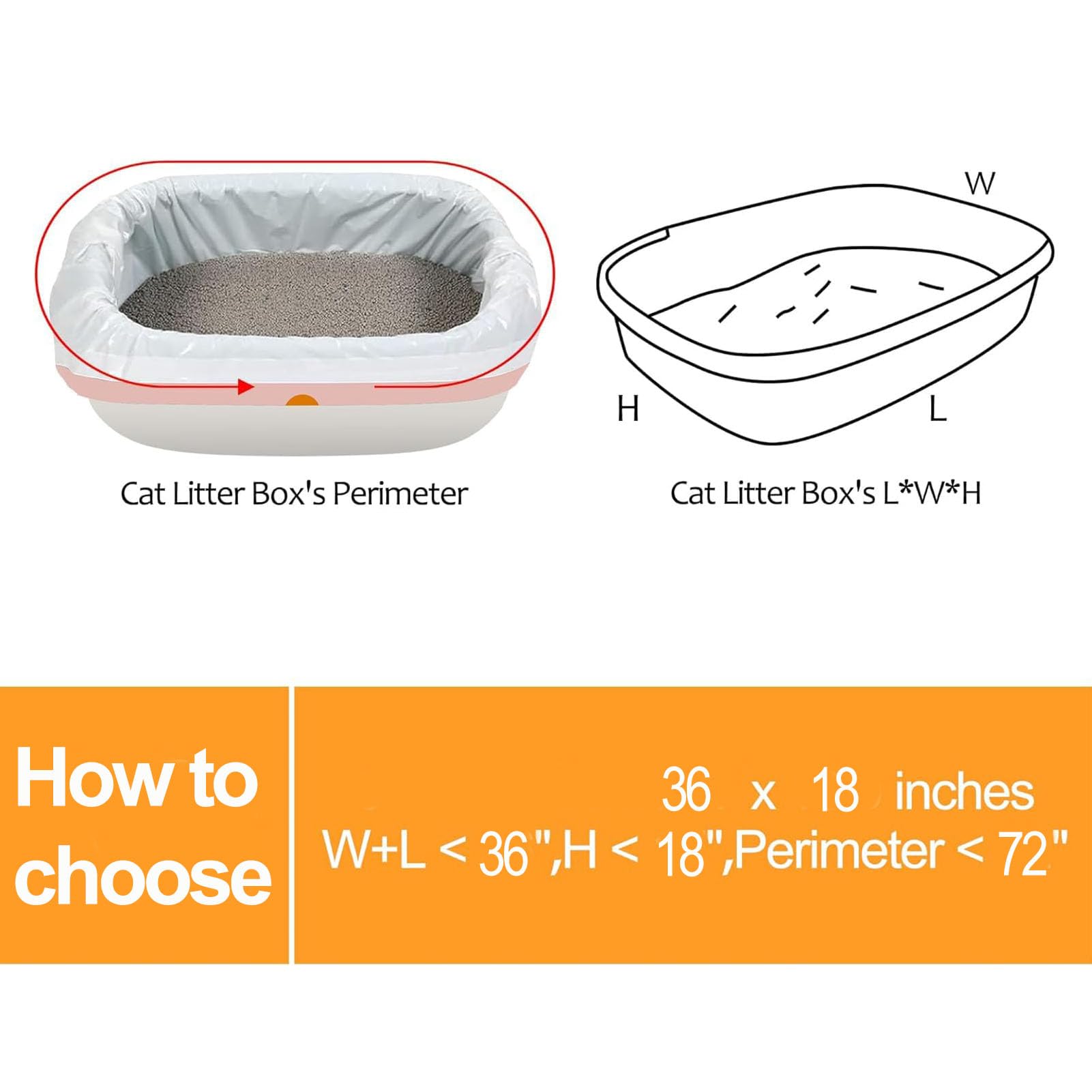 Naielfopet 30 Count 36 X 18 Large Litter Box Liners, Durable Thicken Drawstring Cat Litter Bags, Disposable Pet Waste Litter