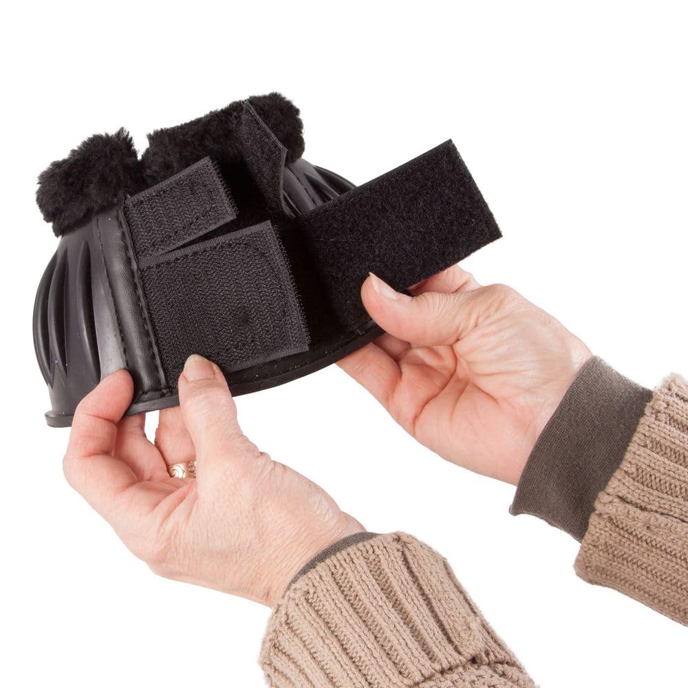 Dura-Tech Double Lock Bell Boots with Fleece Lining | Color White | Size Large | Ultimate Hoof Impact Protection | Horse Comfort