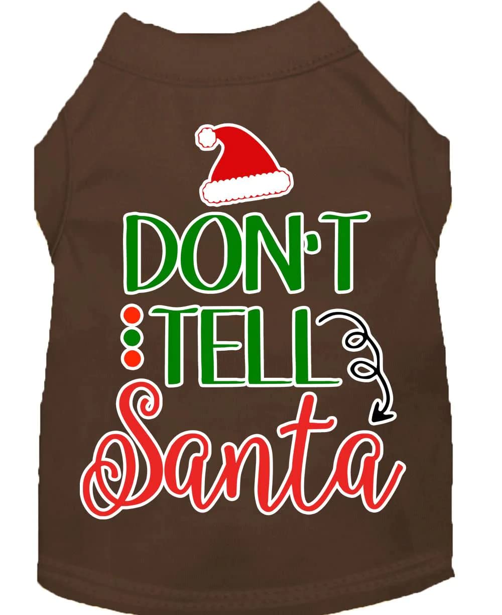 Christmas Pet Dog & Cat Shirt Screen Printed, &quot;Don't Tell Santa&quot; Yellow SM (3-6 lbs.)