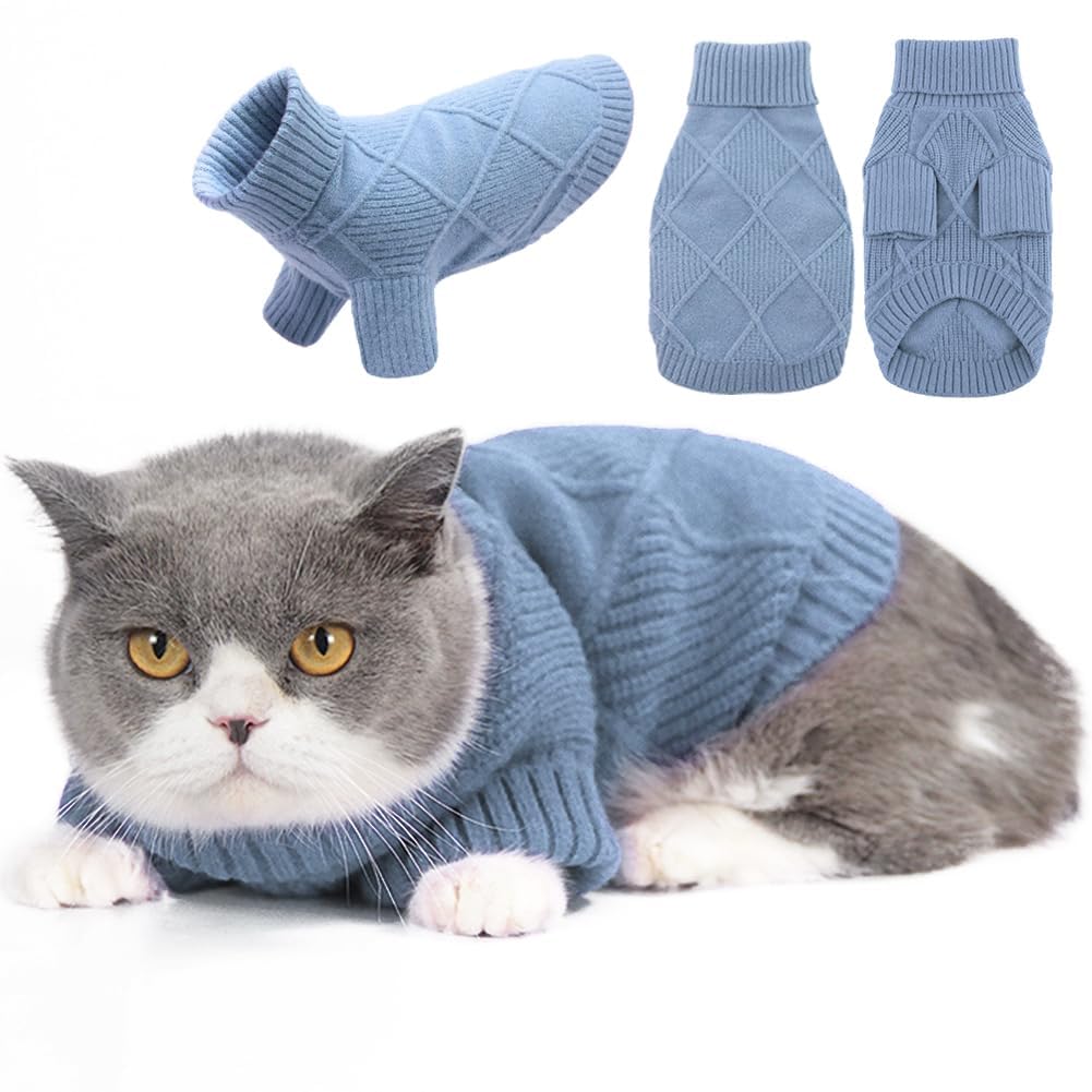 Emust Dog Sweaters For Large Dogs, Elastic Large Dog Sweater With Sleeves, Soft Cat Turtleneck Sweater For Fall & Winter, Blue X