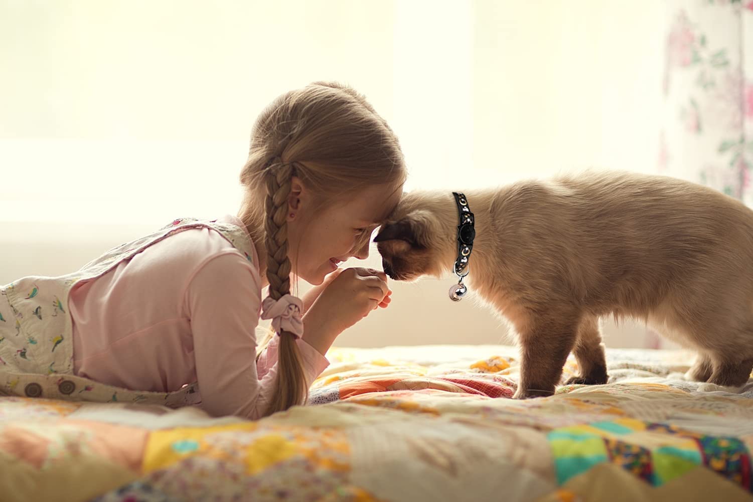 2Pcs Breakaway Cat Collars With Bell Cute Kitty Glow In The Dark Adjustable Kitten Collars 7.9-13.0 Inch(Teal&Black)