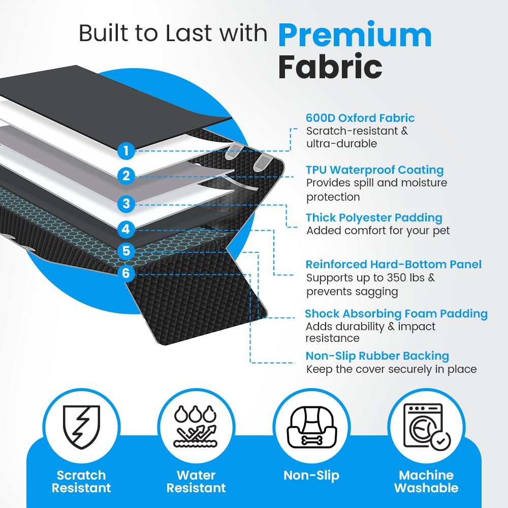 Pawpystuff Backseat Extender For Dogs - Waterproof, Supports 350 Lbs, Hard Bottom Dog Hammock For Cars, Suvs & Trucks | Scratch-