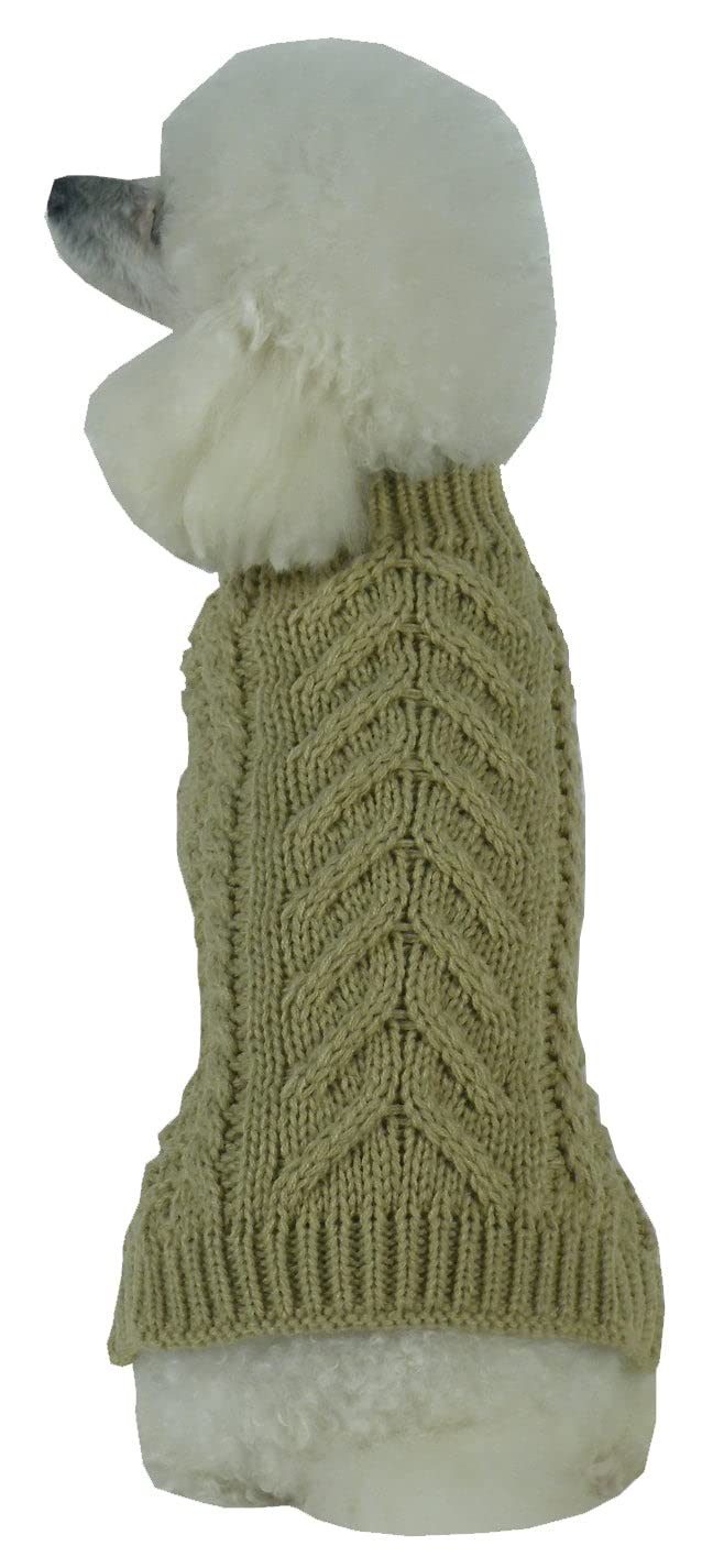 Pet Life  Swivel-Swirl Fashion Pet Sweater - Designer Heavy Cable Knitted Dog Sweater with Turtle Neck - Winter Dog Clothes Desi