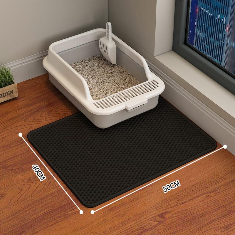 Erhaog Cat Litter Mat Trapping Mat 46X26/35X24/30X22/24X16/20X16/18X12 Inch Cat Litter Box Mat Extra Large, Honeycomb Double Lay