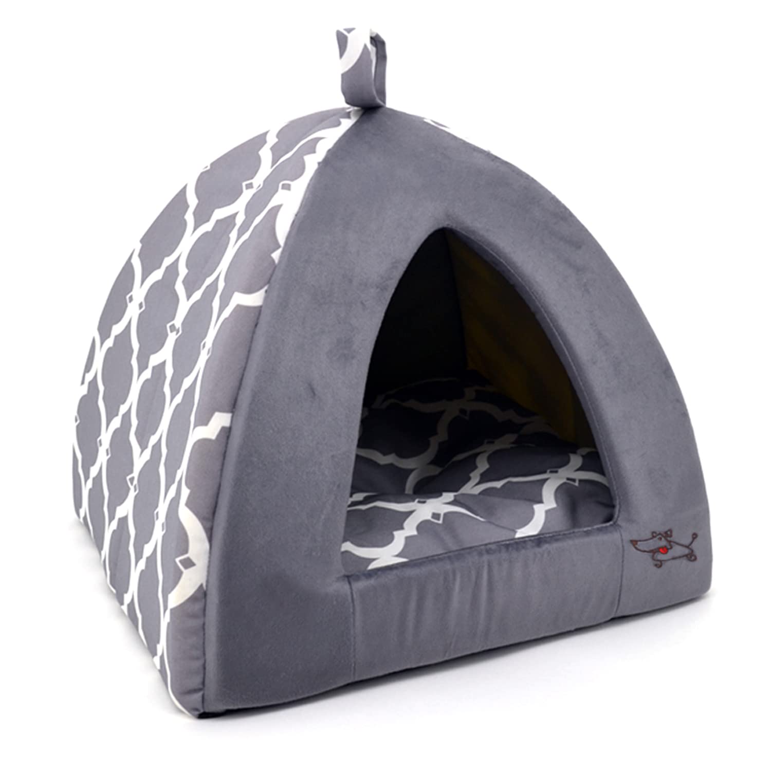 Pet Tent - Soft Bed For Dog And Cat By Best Pet Supplies - Gray Lattice, 19'' X 19'' X H:19''