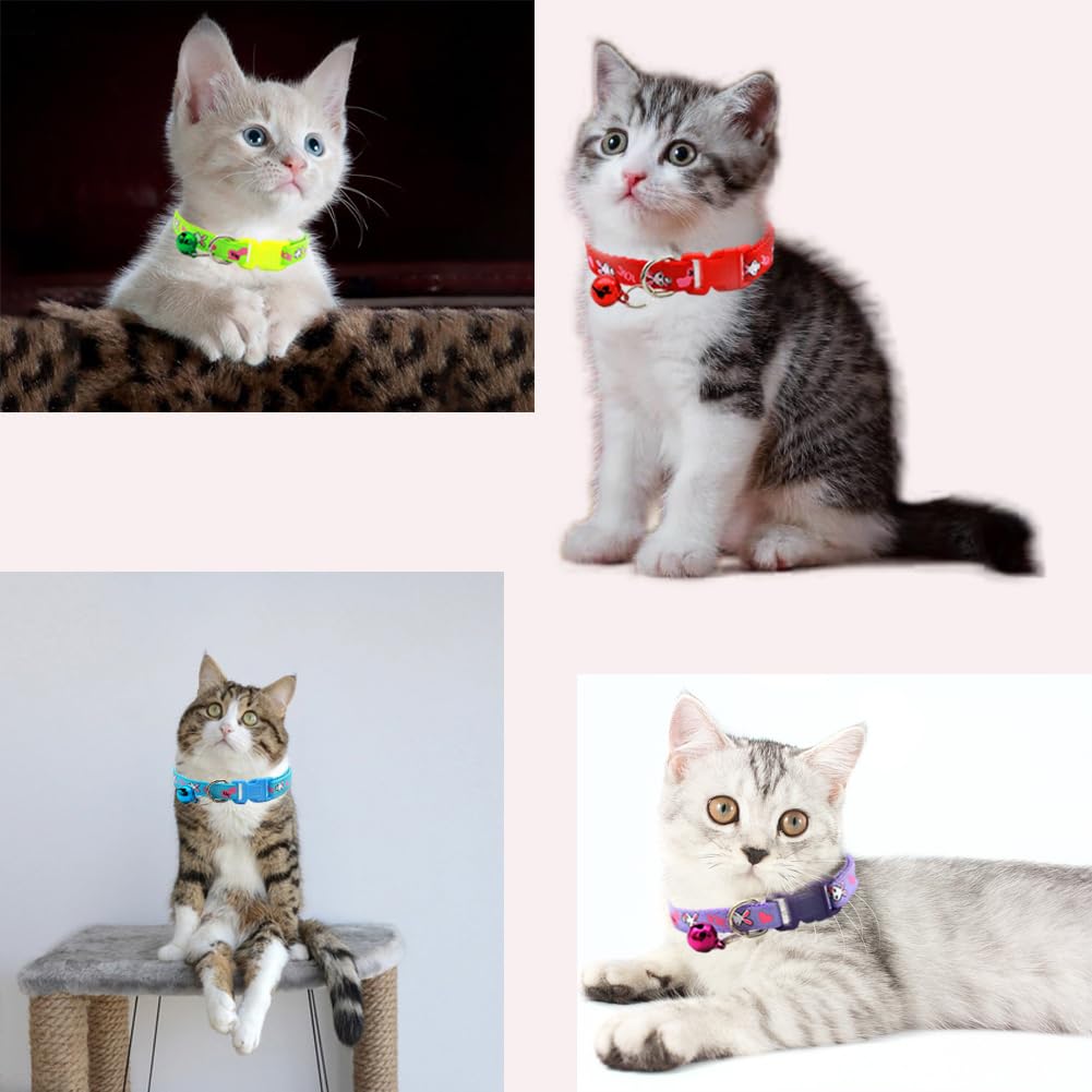 Extra Small Dog Collar With Bell, Cute Soft Nylon Identification Bell Collar For Cats Boy Adjustable Buckle For Xxs Xs Tiny Litt