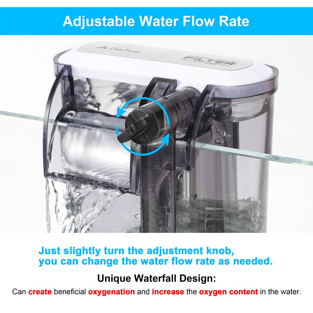 Datoo Aquarium Hang On Filter Small Fish Tank Hanging Filter Power Waterfall Filtration System