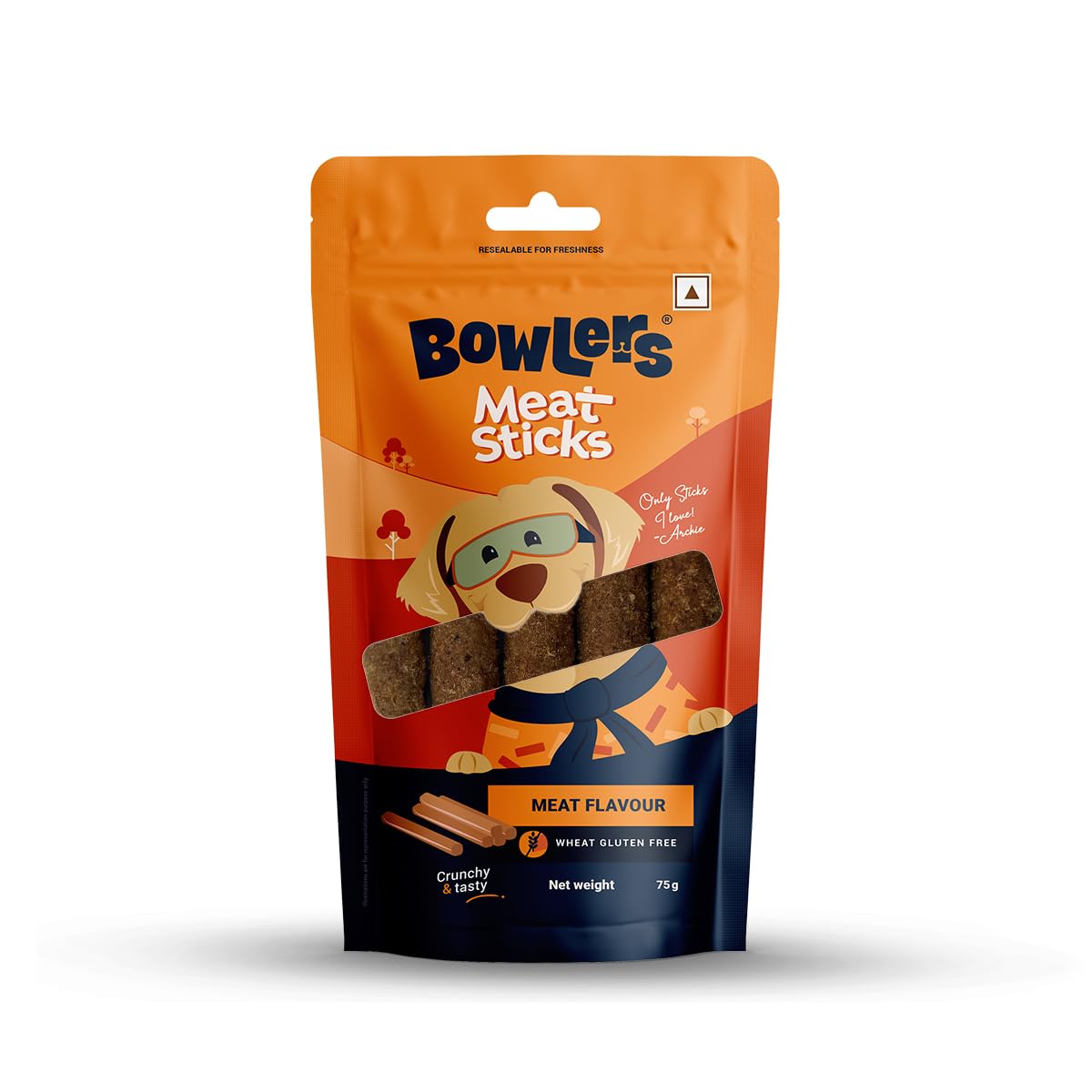 Bowlers Dog Treats Meat Sticks| 70G | Good For Dental Hygiene | High On Protien|Low In Fat | Grain Free | Handmade Treats