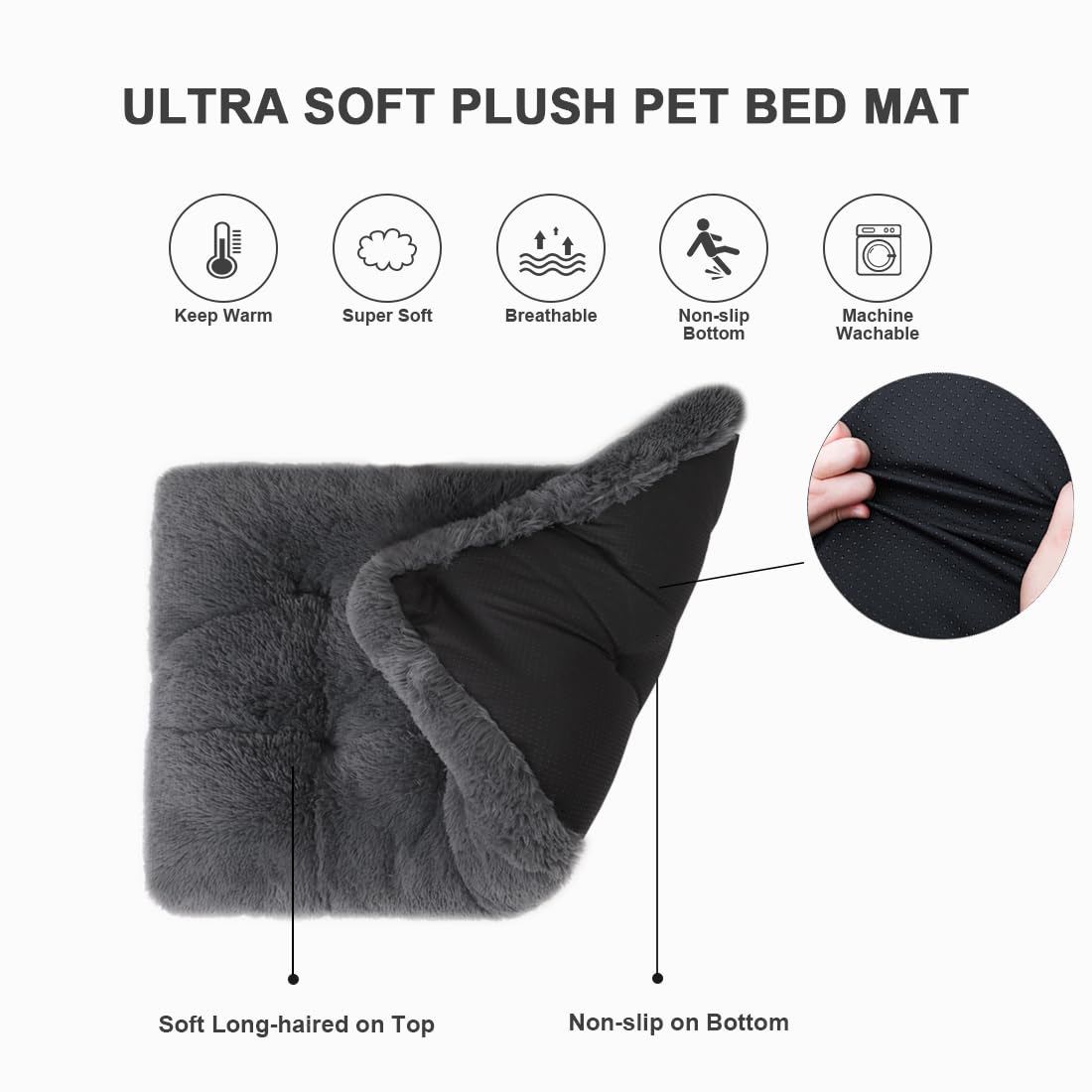 Vonabem Large Dog Bed Xl, Washable Pet Bed Dog Crate Pad For Extra Large Medium Small Dogs And Cats, Plush Soft Fluffy Dog Beds,