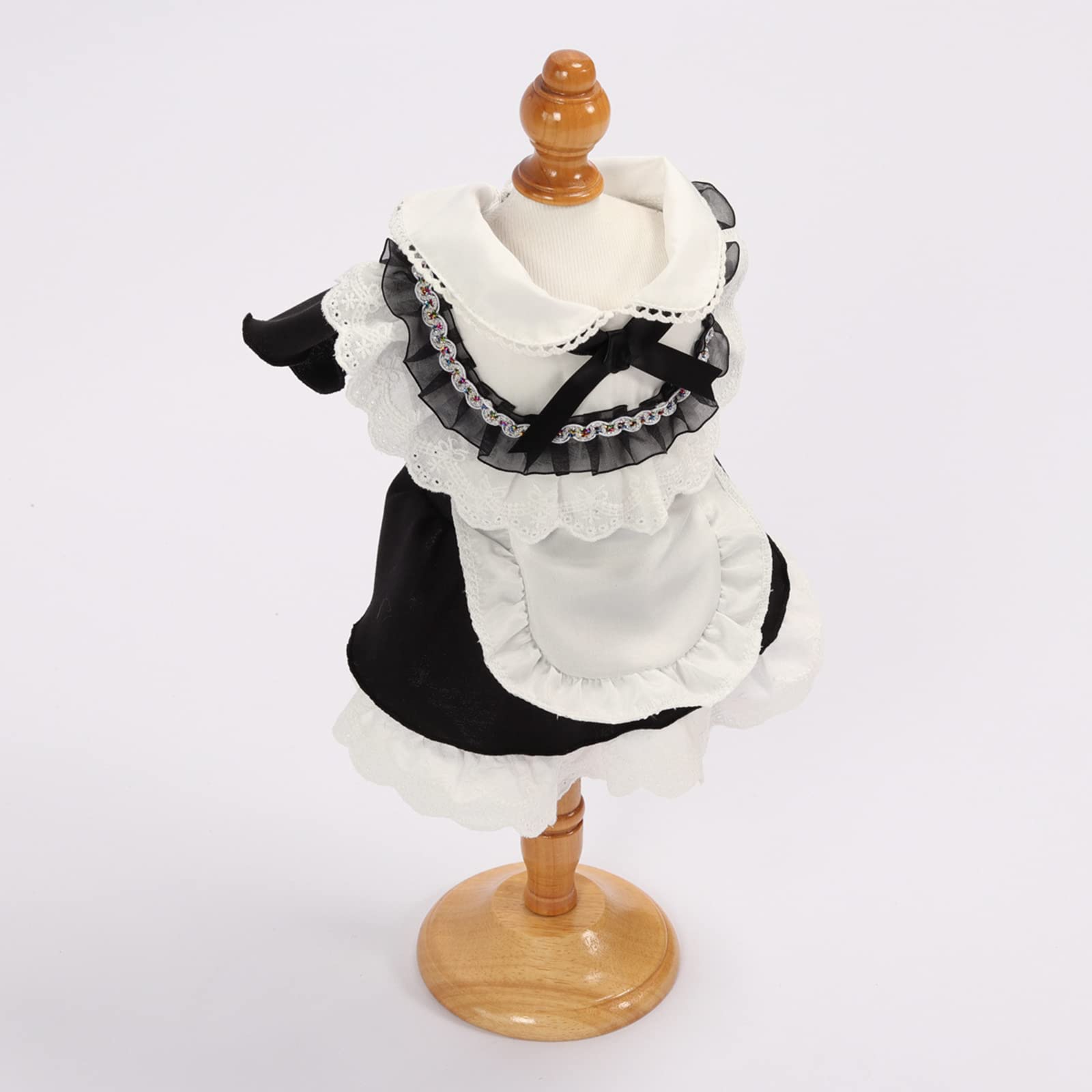 apott Pet Maid Outfit Cat Princess Dresses Adorable Costume with Headwear for Cats Dogs Birthday Party Black M