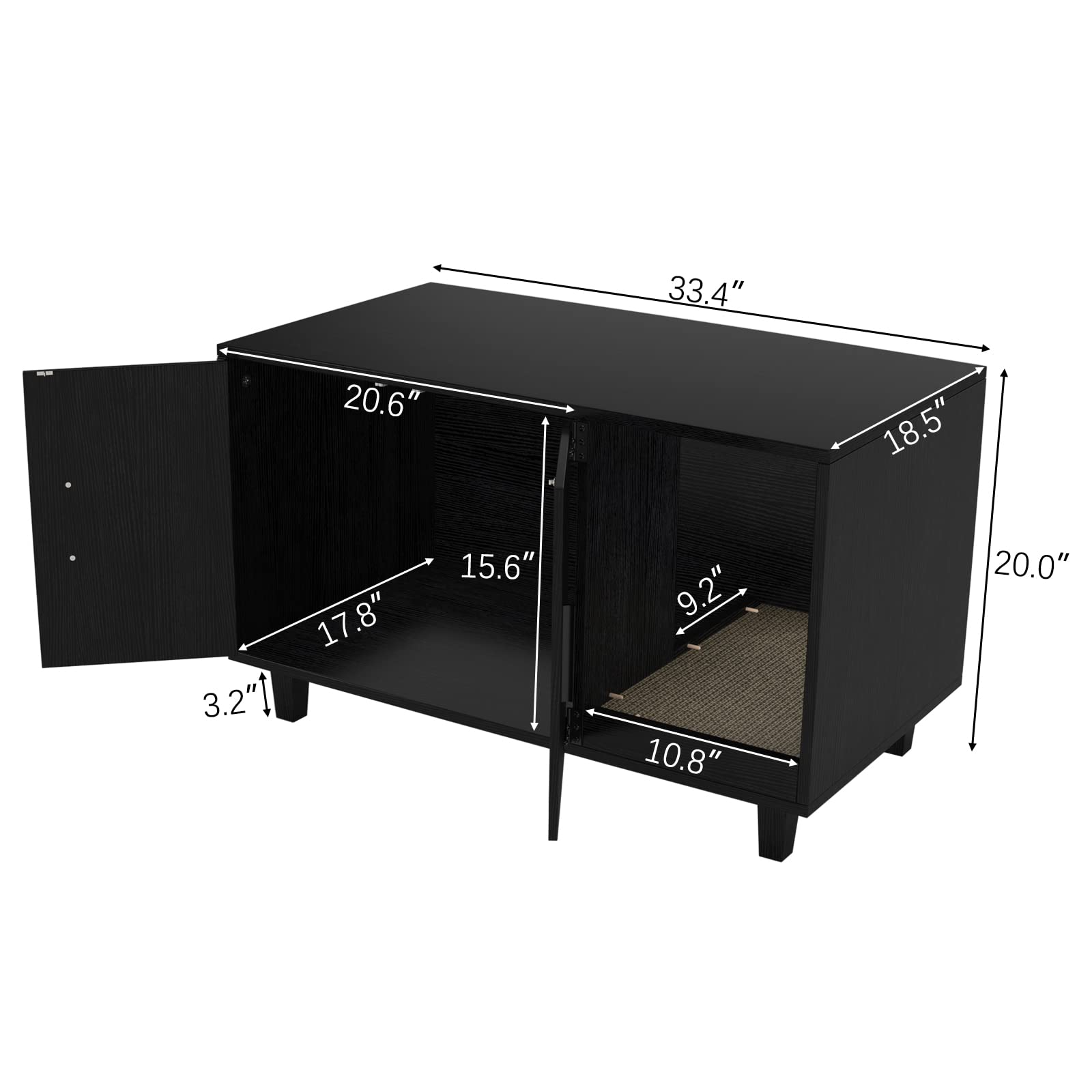 Gdlf Modern Wood Pet Crate Cat Washroom Hidden Litter Box Enclosure Furniture House As Table Nightstand With Scratch Pad,Stackab