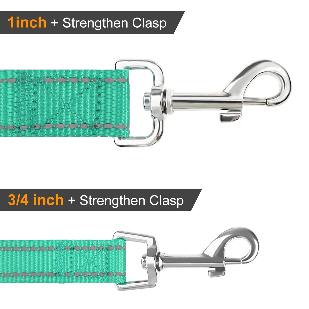 Joytale Double-Sided Reflective Dog Leash, 6 Ft/5 Ft/4 Ft, Padded Handle Nylon Dogs Leashes For Small & Medium Dogs Walking, Teal, 5Ft