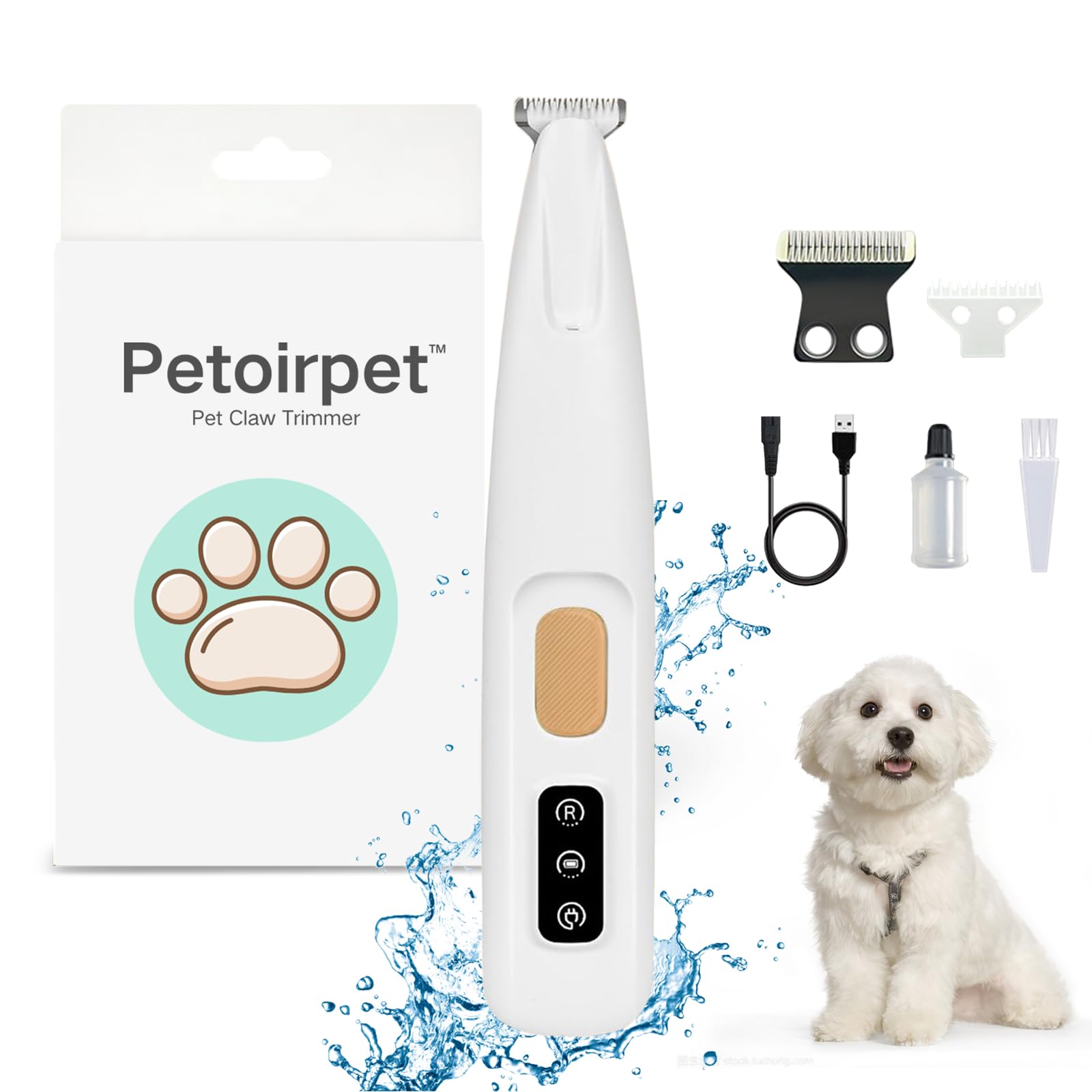Petoirpet Trimmer,Electric Dog Paw Trimmer With Led Light,Silents Pet Grooming Kit, Nail Clippers For Small And Large Dogs, Cats