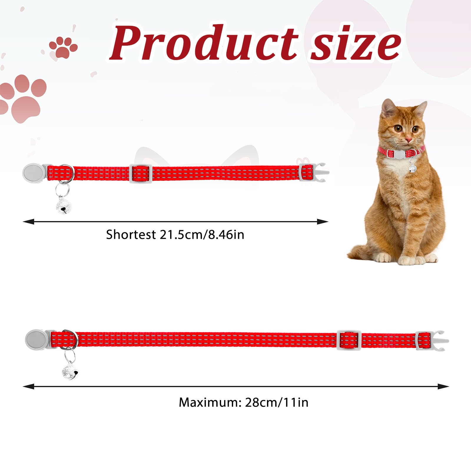 5 Pcs Reflective Cat Collar Breakaway, Breakaway Dog Collar, Cat Collar With Bells, Soft Adjustable Pet Collars For Small Medium