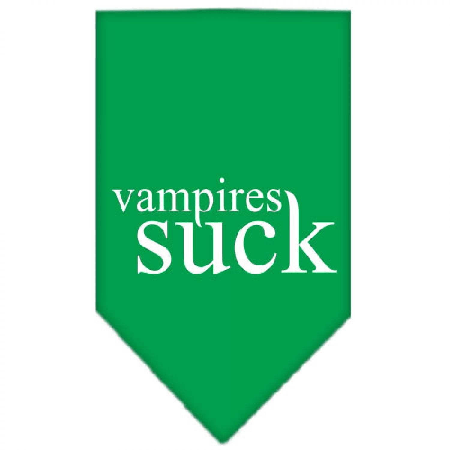 Halloween Pet and Dog Bandana Screen Printed, &quot;Vampires Suck&quot; Emerald Green Large