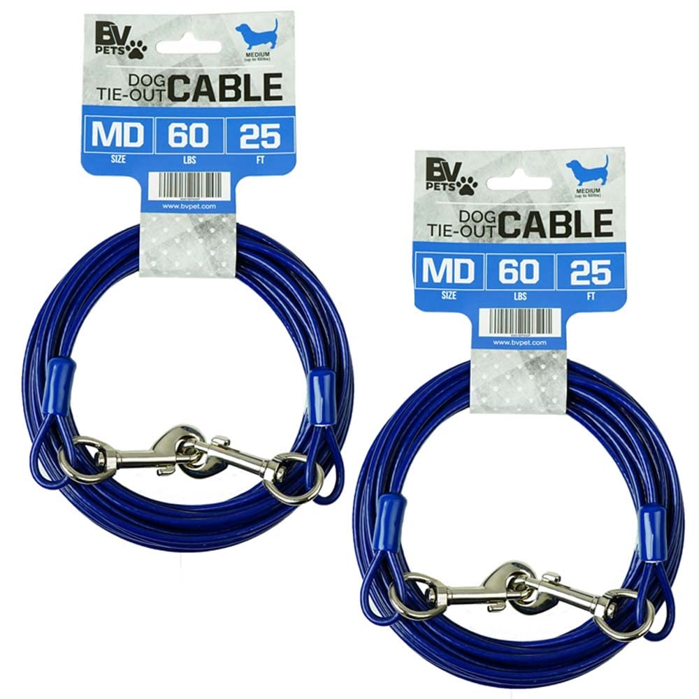 Bv Pet Small & Medium Tie Out Cable For Dog Up To 60/90 Pounds, 25-Feet (60Lbs/ 25Ft/ Blue (Set Of 2))
