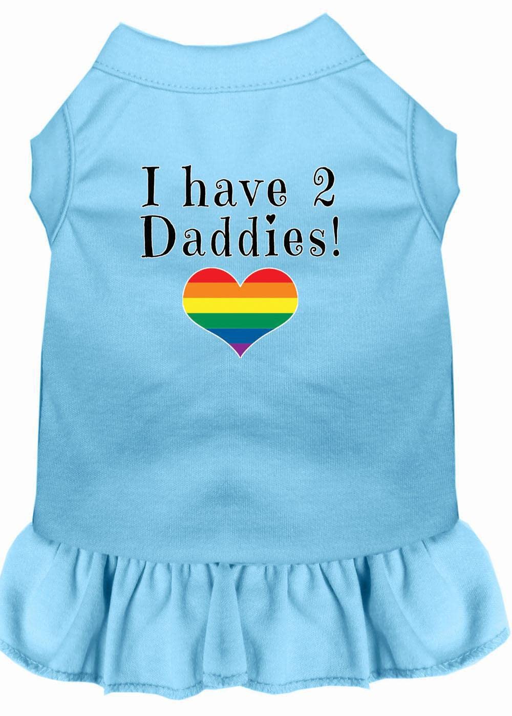 Pet Dog & Cat Dress Screen Printed, "I Have 2 Daddies" Bright Pink 3XL (25-35 lbs.)