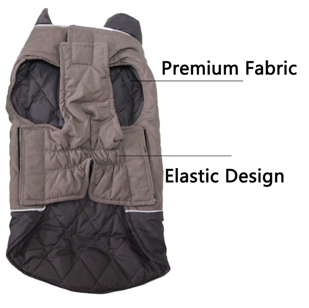 Vecomfy Reversible Dog Coats For Small Dogs Waterproof Warm Dog Jacket For Cold Winter,Grey M