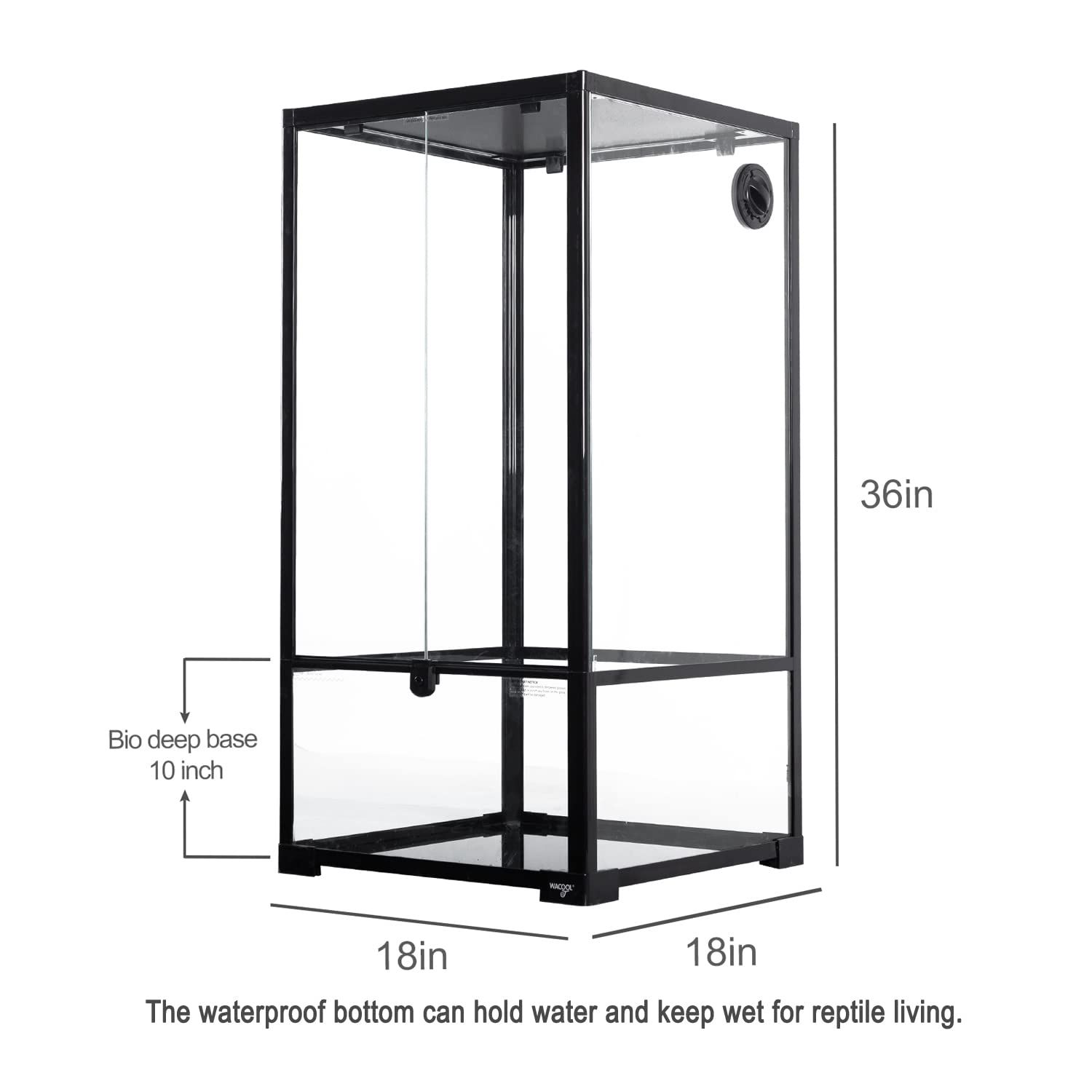 Wacool 50 Gallon Reptile Tank, Front Opening Chameleon Cage 18'' X 18''X 36'', 3-In-1 Side Design (Glass Or Mesh+Glass), Bio Dee