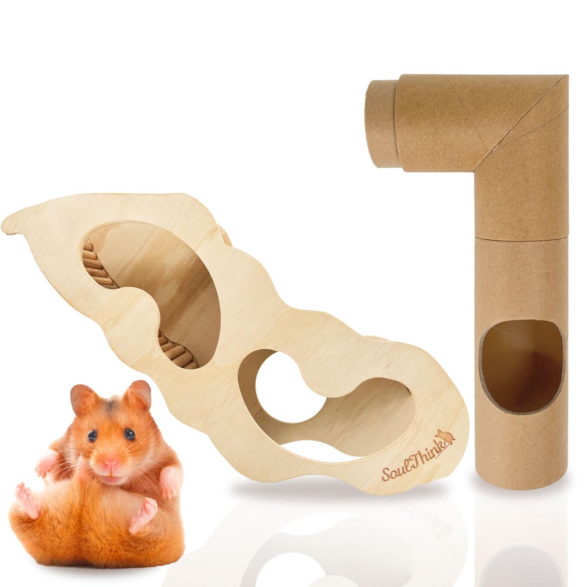 Soulthink Wooden Hamster Tunnel - Hamster Ladder And Hamster Tubes And Tunnels, Fully Functional Hamster Tunnel System Compatibl