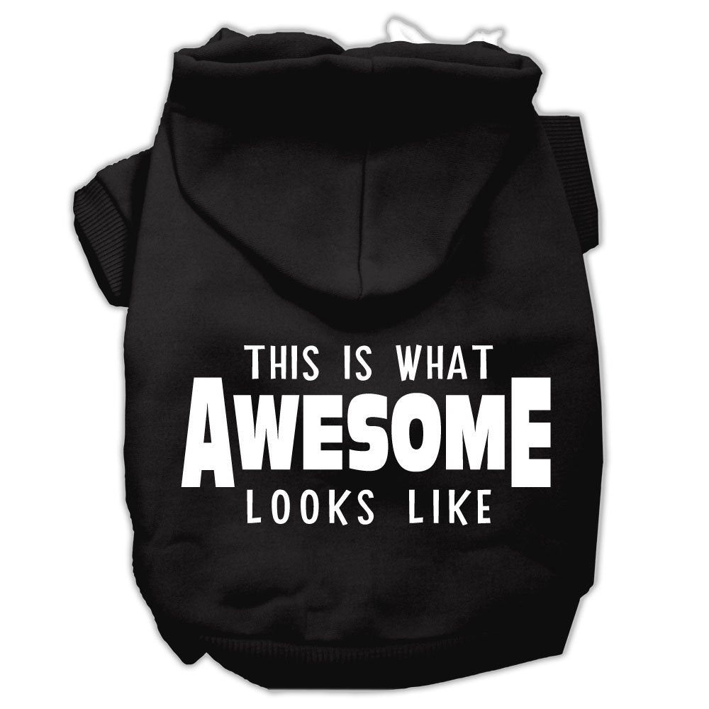 Pet Dog & Cat Hoodie Screen Printed, 'This Is What Awesome Looks Like' Black Xs (0-3 Lbs.)