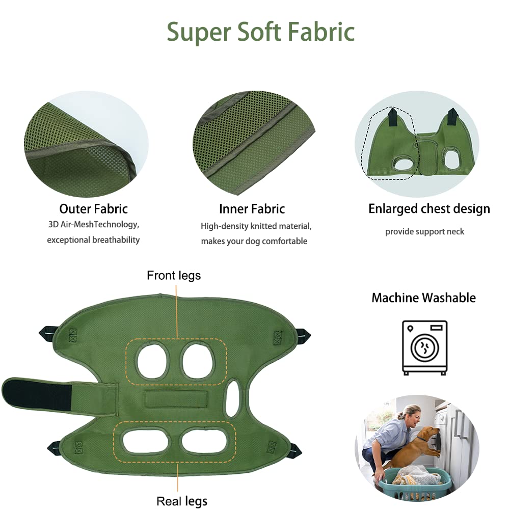 Mklhgty Pet Dog Grooming Hammock Harness, Breathable Nylon Sling for Dogs & Cats, Small, Green, Includes Nail Clippers & File