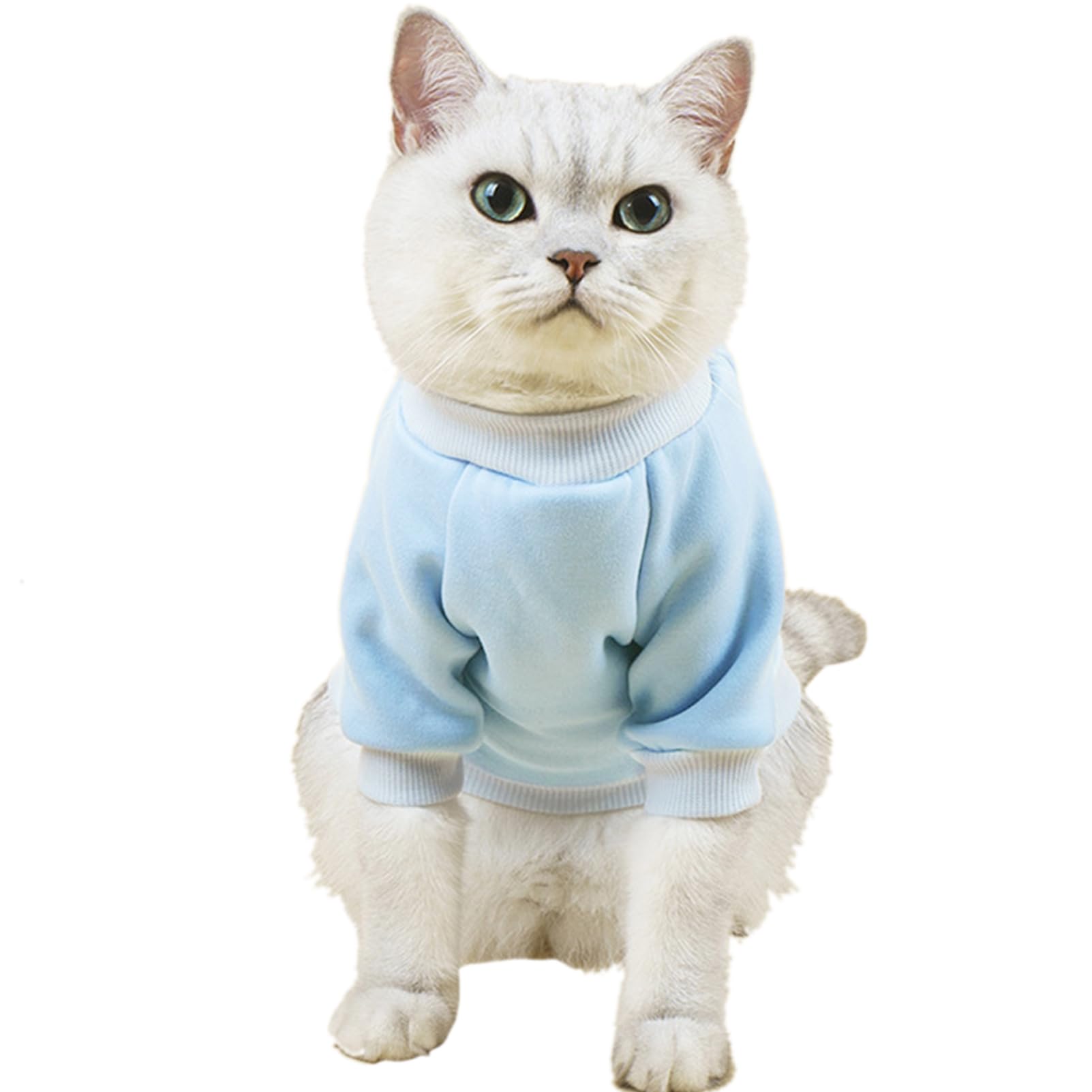 Jouhoi Puppy Sweater For Small Dogs Clothes Warm Winter Cat Clothe Pet Sweatshirt Knitwear Doggie Kitten Clothing, Light Blue, S