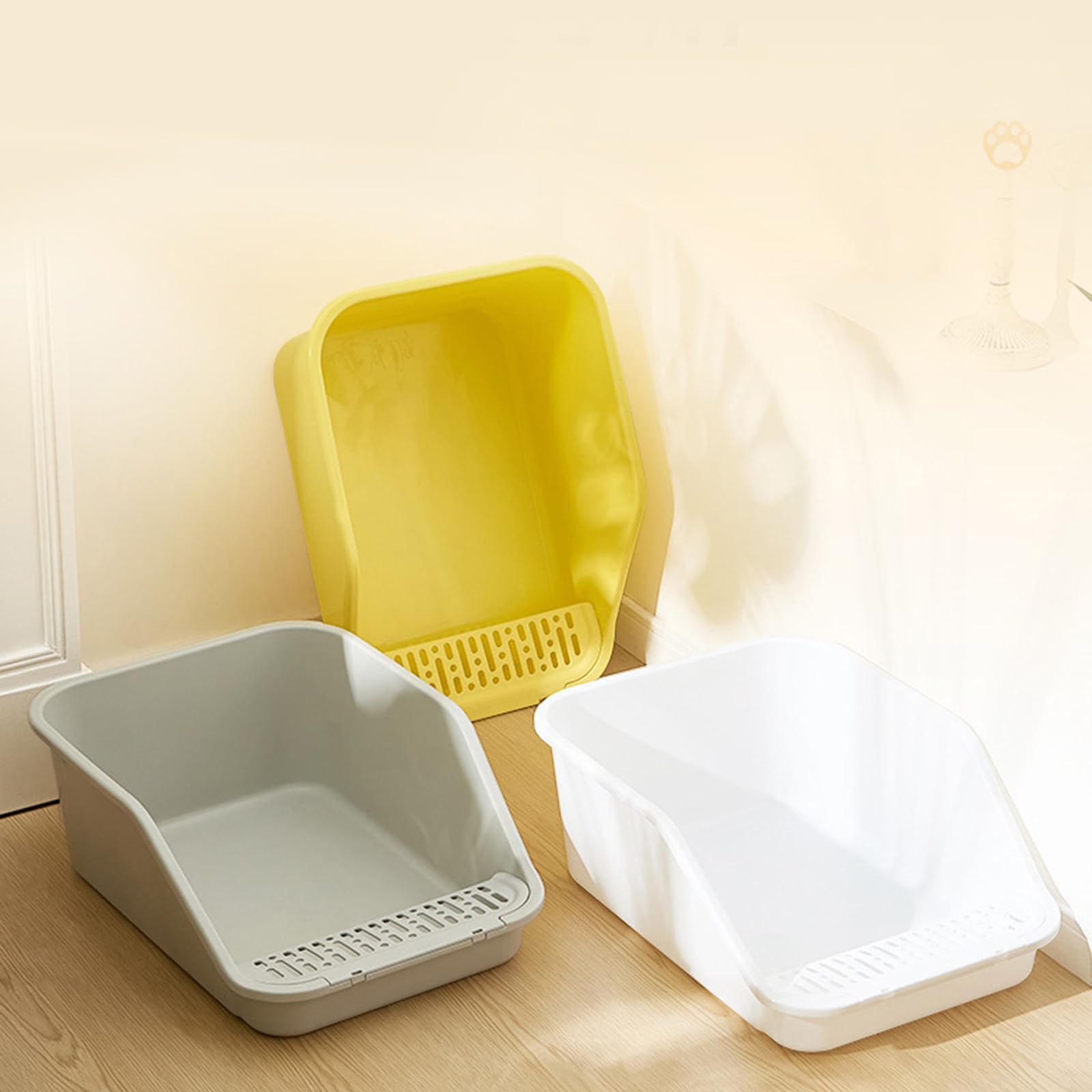 SpaceTime Large Cat Litter Box with High Sides,Cat Boxes for Indoor Cats,Cat Litter Pan for Kitty,Litter Box with Low Entry,Easy