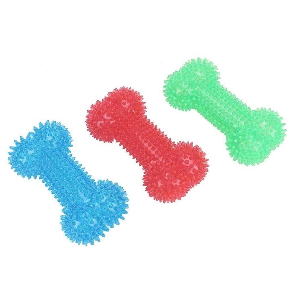 Petlicious & More Dogs Love The Busy Bone Spike Pupppy Chew Toys Dog Teething Toys Puppy Squeaky Toys For Dogs & Puppies  Bone(