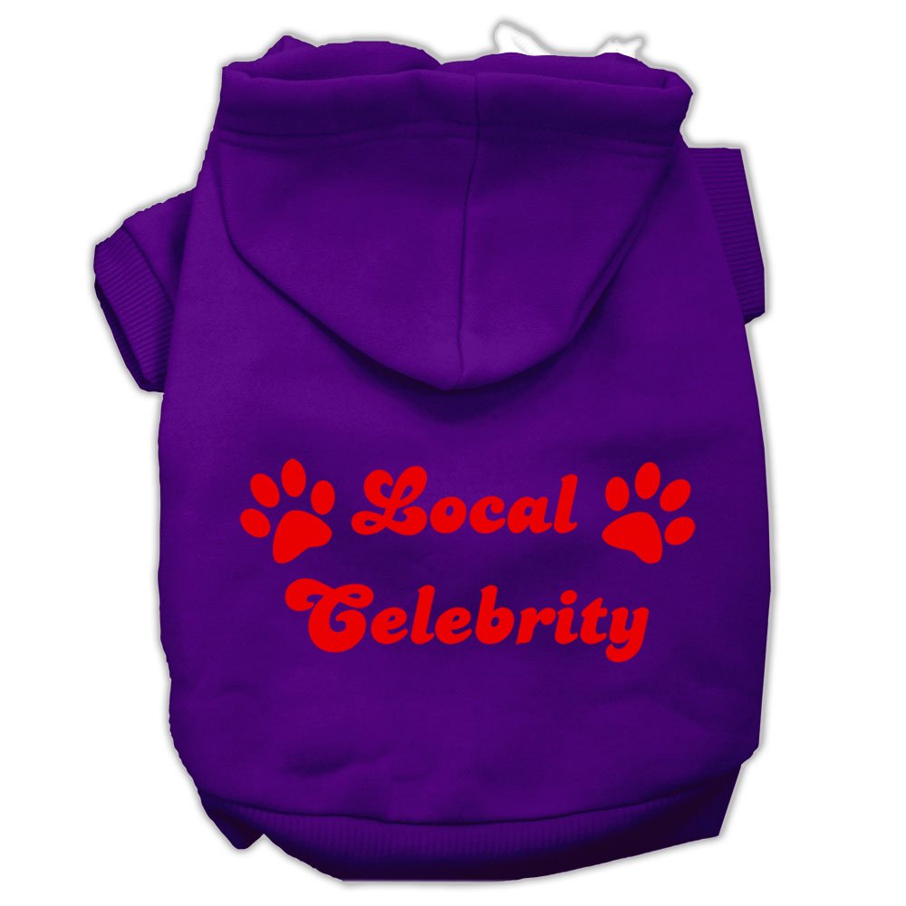 Pet Dog & Cat Hoodie Screen Printed, Local Celebrity Purple XS (0-3 lbs.)