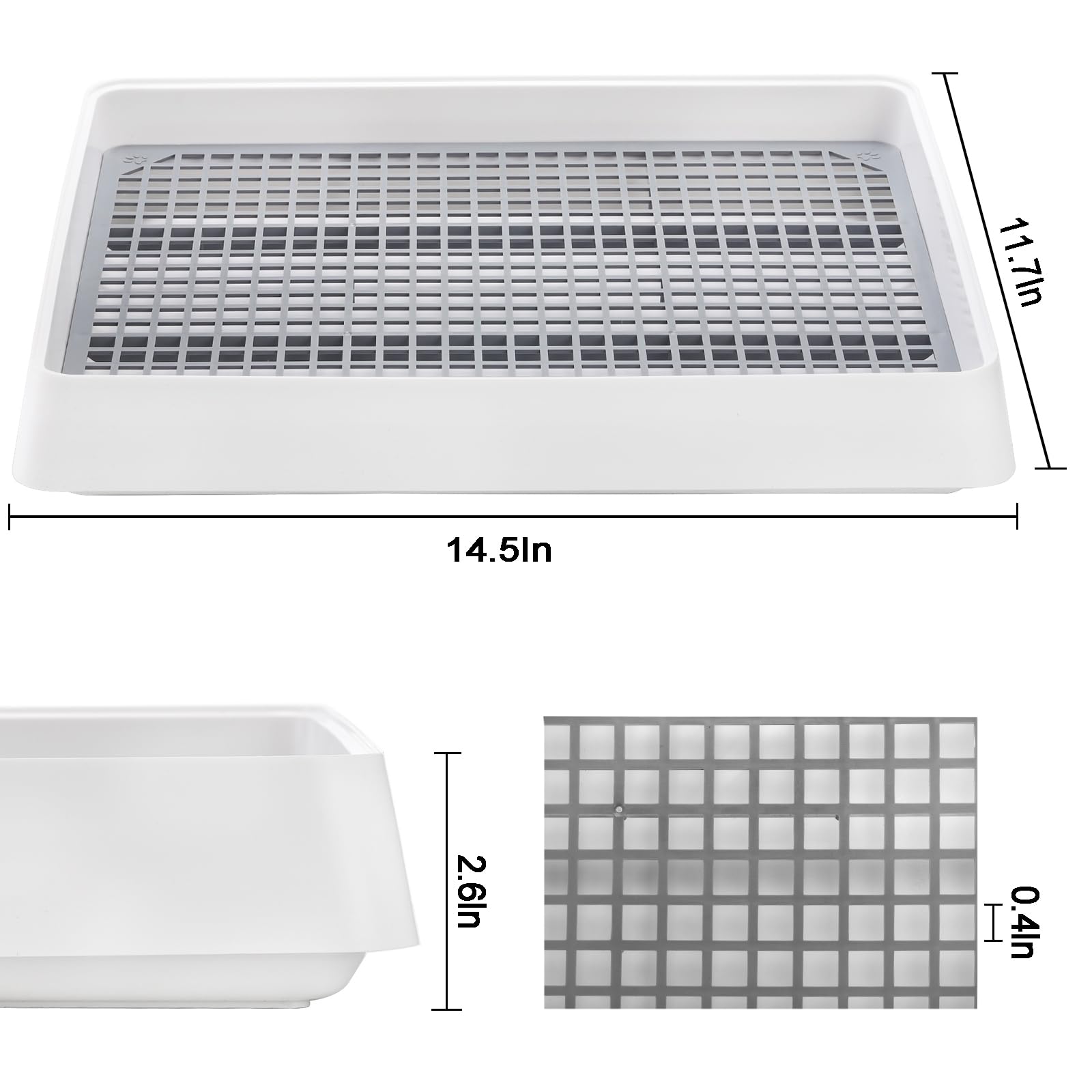 Wuweot 2 Pack Large Rabbit Litter Box, Shallow Bunny Restroom Litter Tray, Small Animals Litter Pan Toilet Potty Trainer With Gr