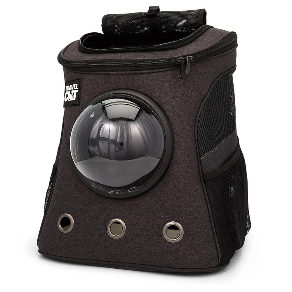 Fat Cat Backpack Carrier - Airline Approved Cat Carrier with Space Capsule Bubble for for Small Cats, Kitten - Premium Charcoal 