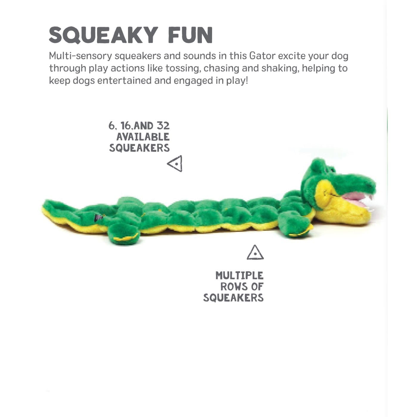 Outward Hound Squeaker Matz Plush Gator Dog Toy, Xl