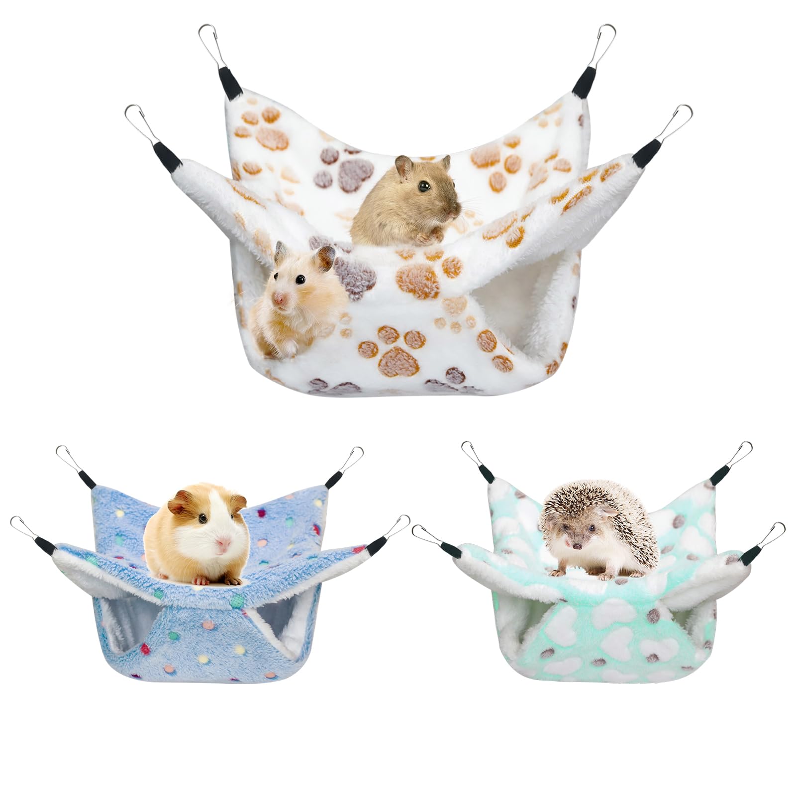 YedsIntu 3 Pcs Guinea Pig Hammock, Rat Ferret Hanging Hammock Guinea Pig Accessories for Small Animals Chinchilla Hamster Parrot