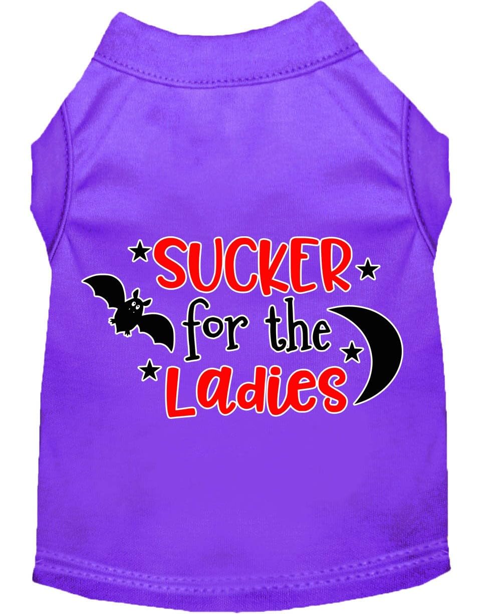 Pet Dog & Cat Shirt Screen Printed, &quot;Sucker For The Ladies&quot; Purple LG (10-14 lbs.)