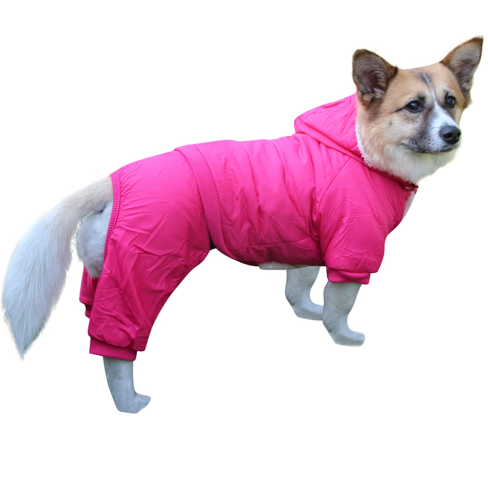 Joydaog Fleece Lined Dog Coat With Detachable Hood And Detachable Hind Legs,Warm Puppy Jacket In Winter(Pink Xxl)