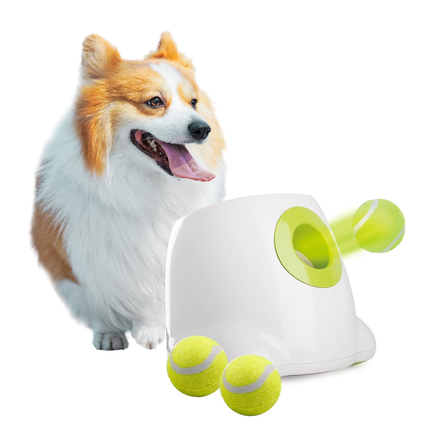 Afp Automatic Ball Launcher For Dogs Interactive Puppy Pet Ball Indoor Thrower Fetch Machine For Small And Medium Size Dogs, 3 Balls Included (2 Inch)